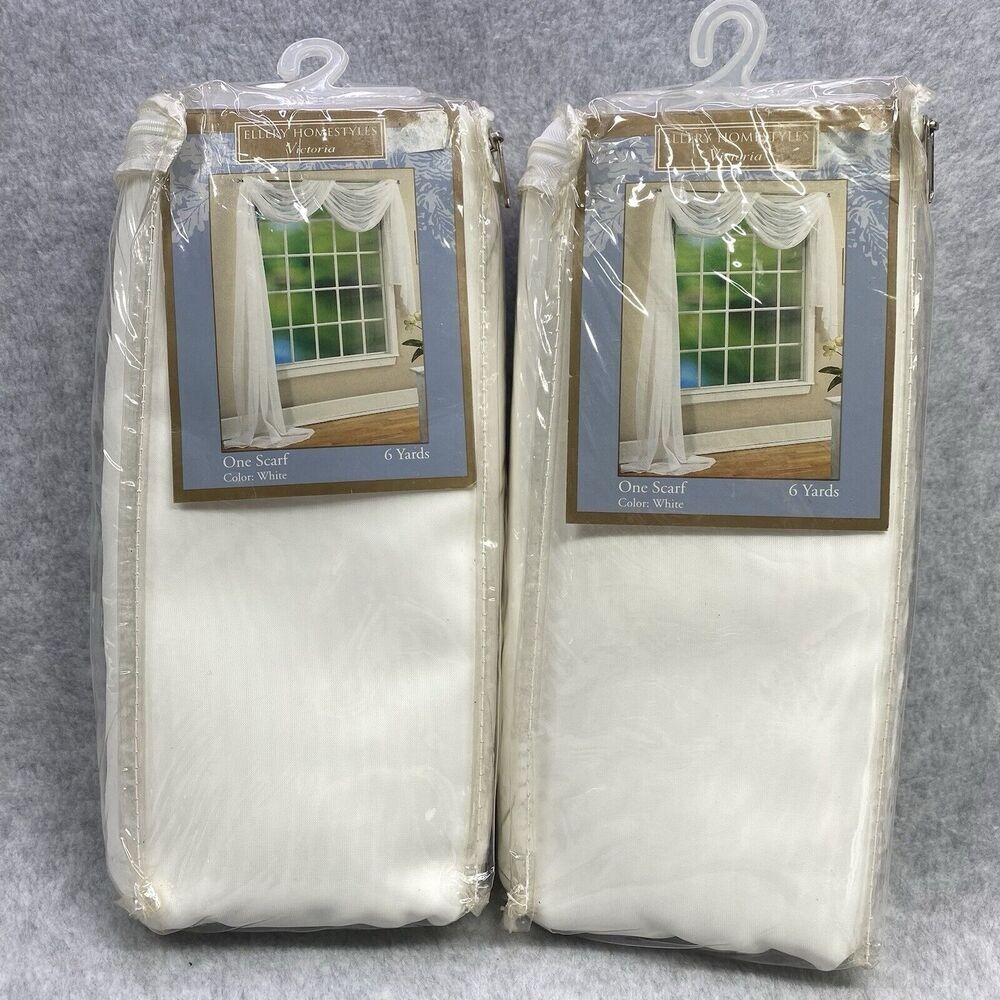 Ellery Homestyles Victoria White Voile Sheer Curtain Panels 6 Yards Set of 2 - Picture 6 of 6